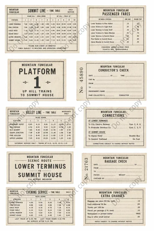 Vintage Timetable Strip Sheets