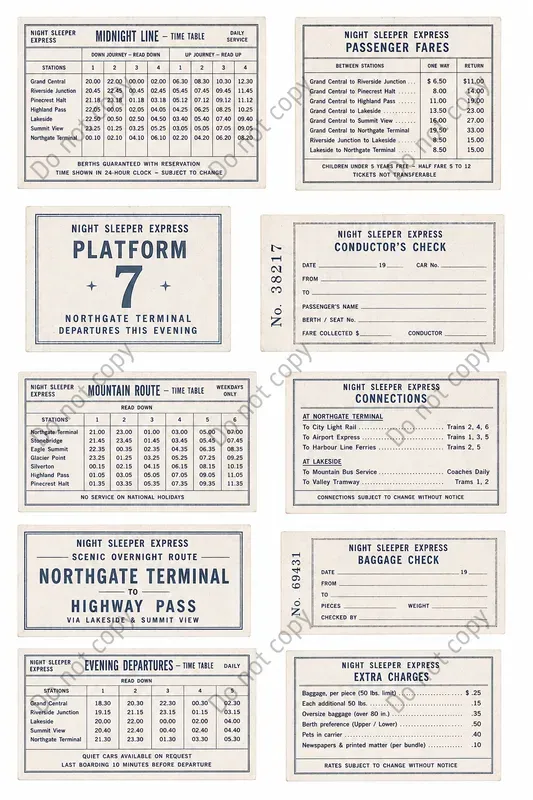 Vintage Timetable Strip Sheets