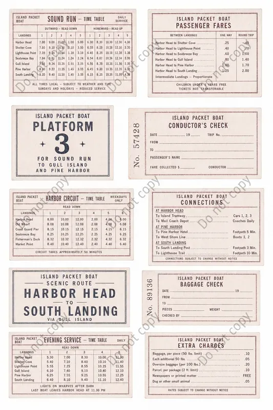 Vintage Timetable Strip Sheets