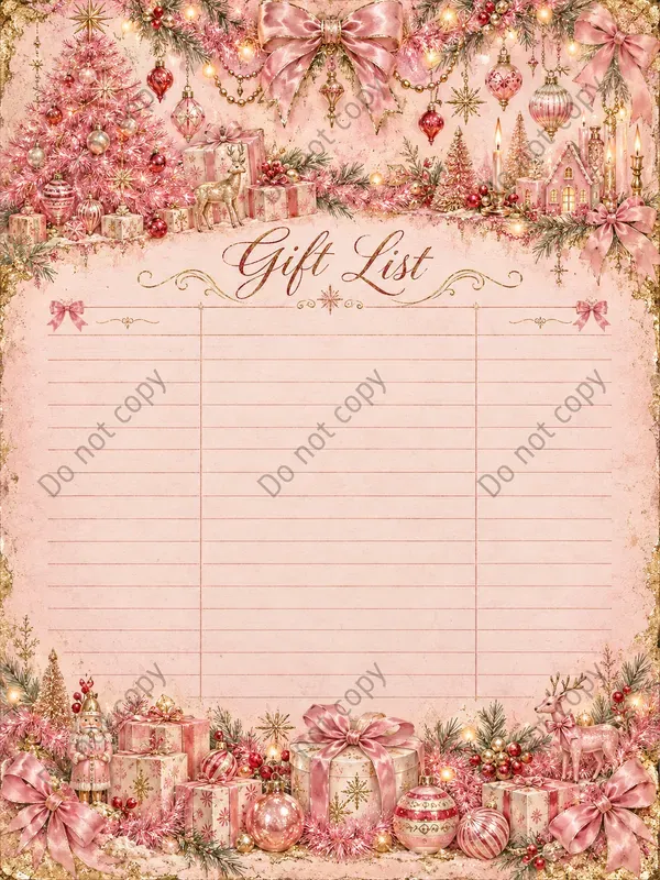 Pink Coquette Christmas Journal Pages