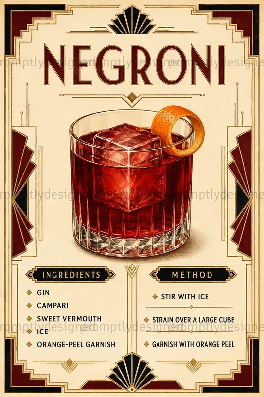 Art Deco Cocktail Recipe Cards