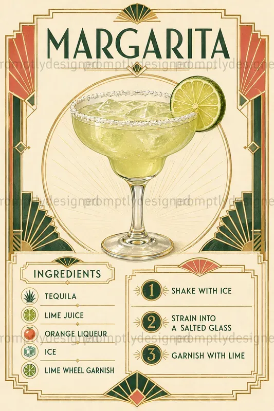 Art Deco Cocktail Recipe Cards