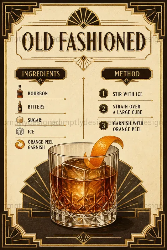 Art Deco Cocktail Recipe Cards