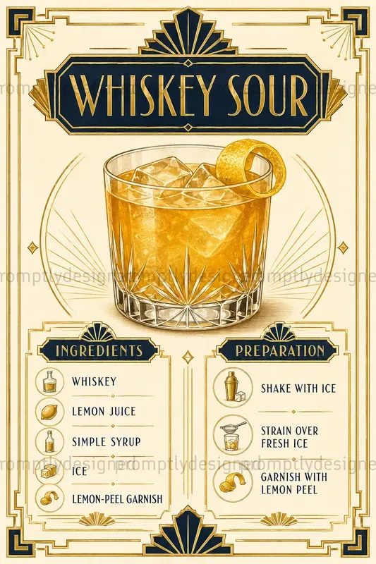 Art Deco Cocktail Recipe Cards