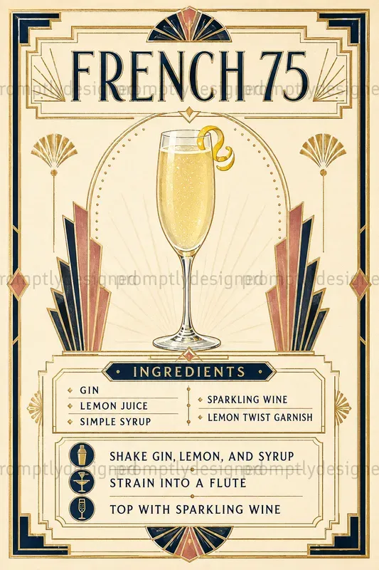 Art Deco Cocktail Recipe Cards