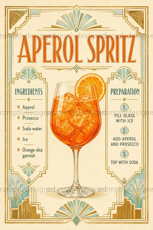 Art Deco Cocktail Recipe Cards