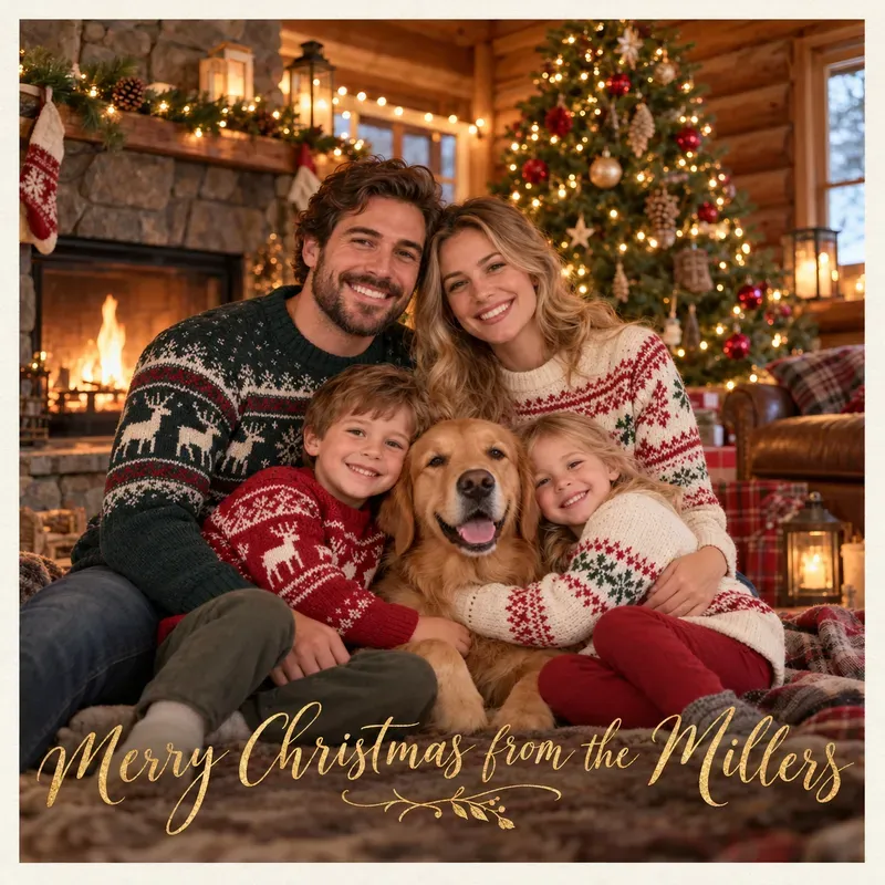 Cozy Christmas Family Photo Cards