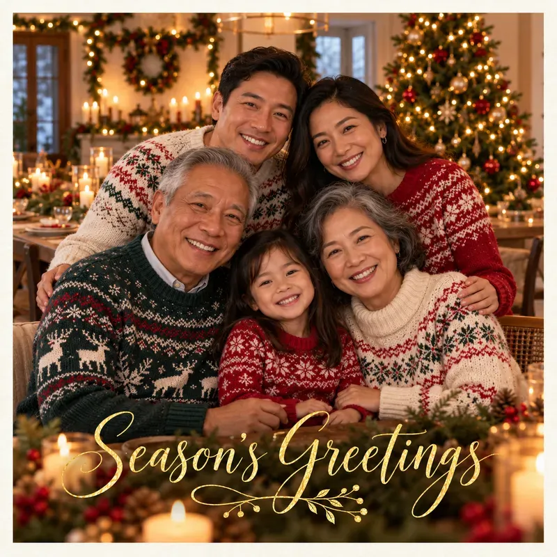 Cozy Christmas Family Photo Cards