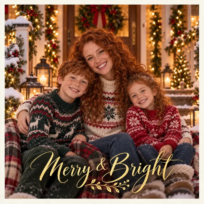 Cozy Christmas Family Photo Cards