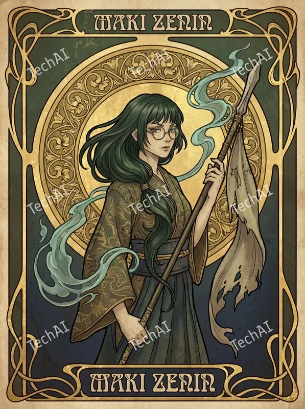 Art Nouveau Floral Portrait Art