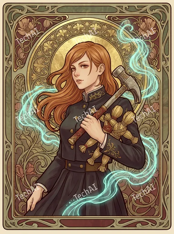 Art Nouveau Floral Portrait Art