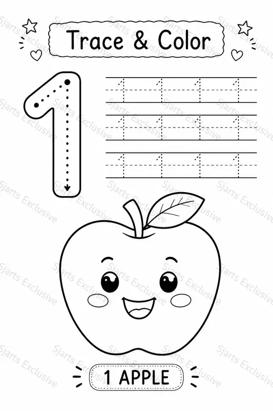 Premium Number Trace Color Worksheets
