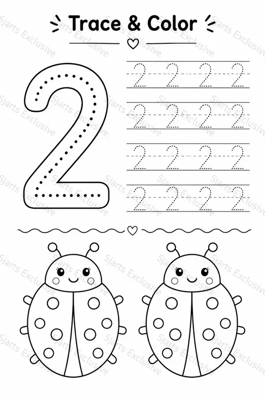 Premium Number Trace Color Worksheets