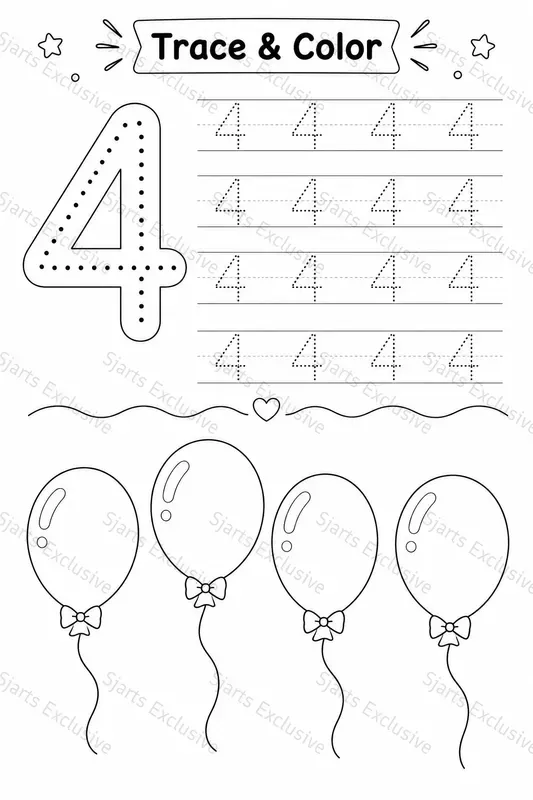 Premium Number Trace Color Worksheets