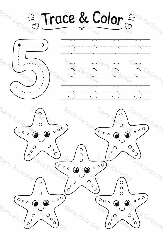 Premium Number Trace Color Worksheets