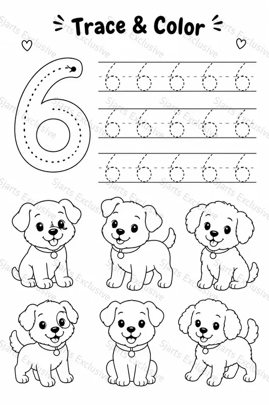 Premium Number Trace Color Worksheets