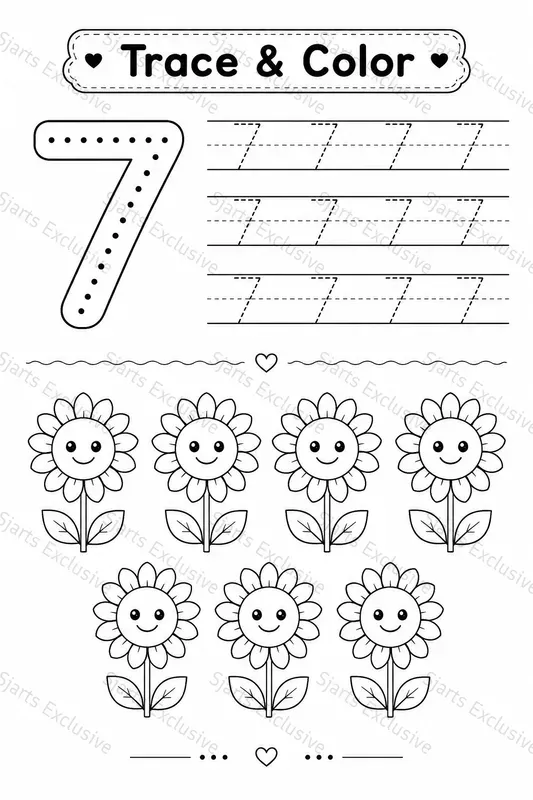 Premium Number Trace Color Worksheets