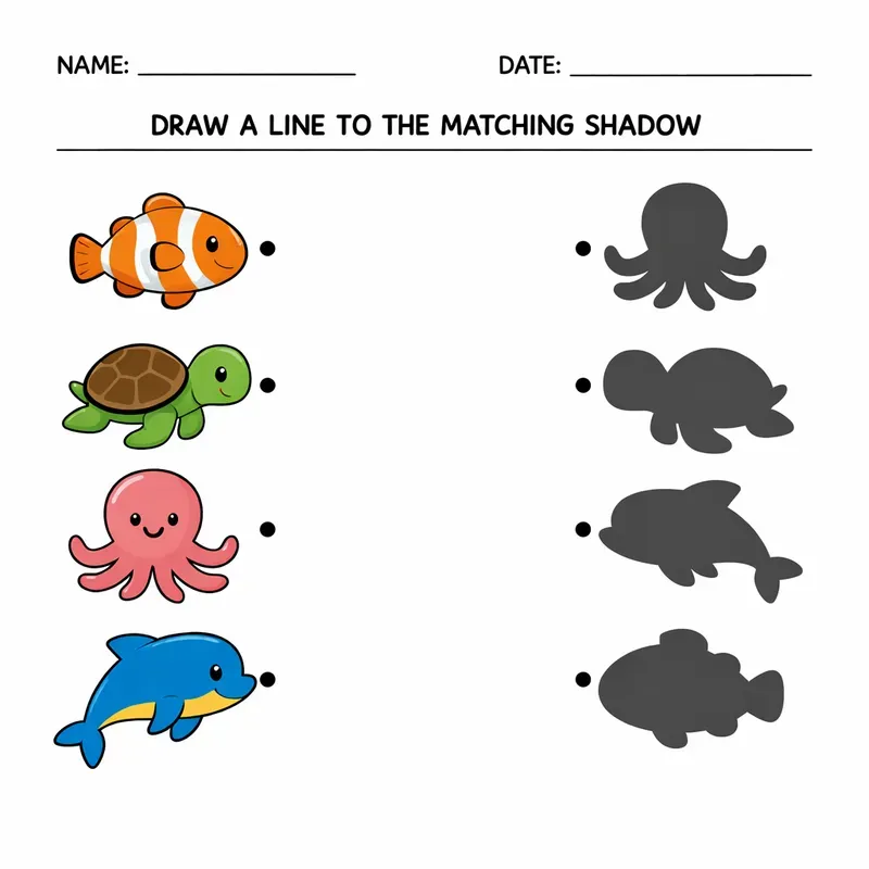 Shadow Matching Worksheets For Kids