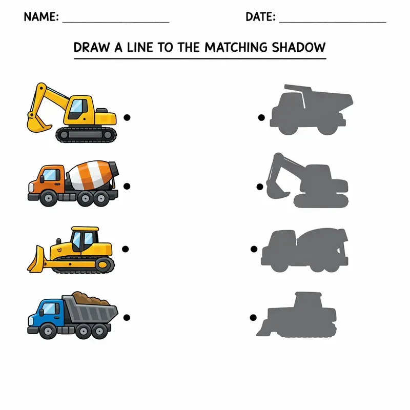 Shadow Matching Worksheets For Kids