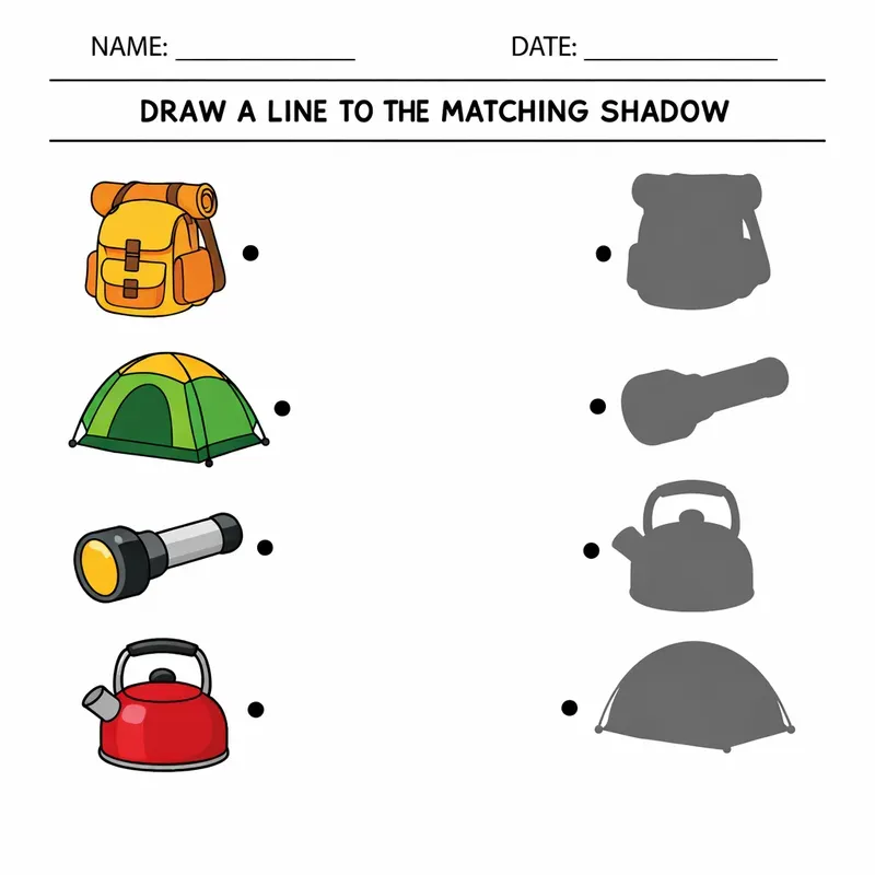 Shadow Matching Worksheets For Kids