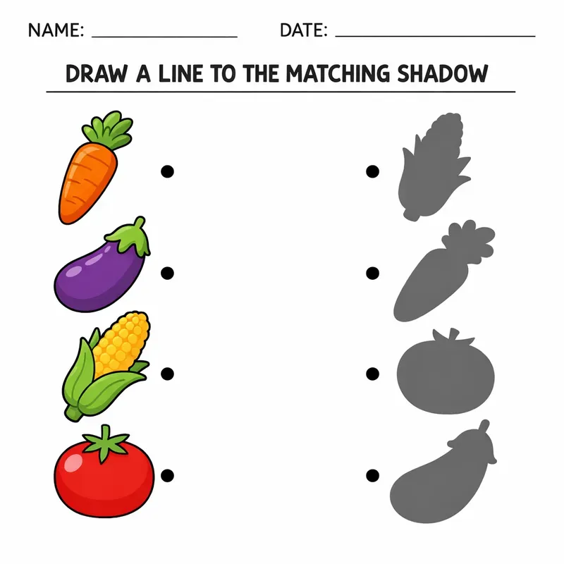 Shadow Matching Worksheets For Kids