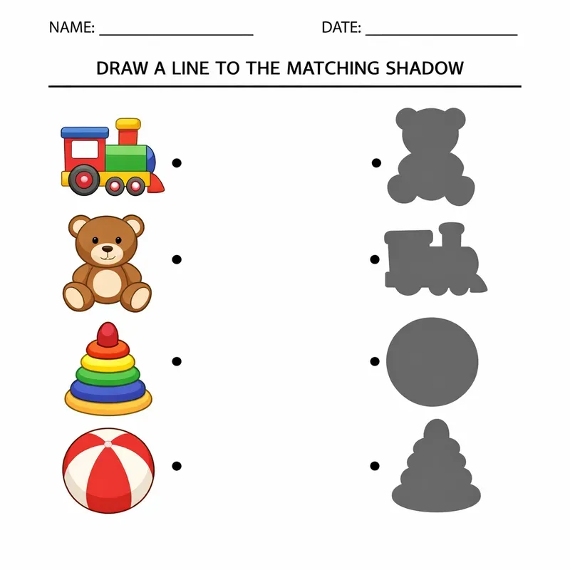Shadow Matching Worksheets For Kids