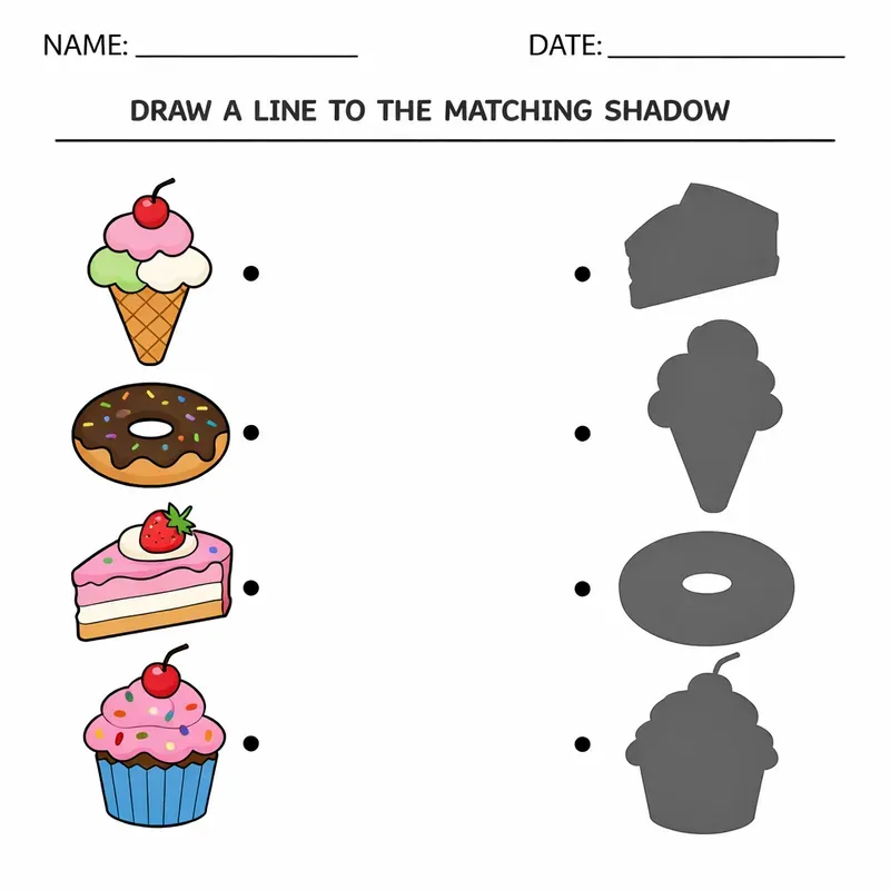 Shadow Matching Worksheets For Kids