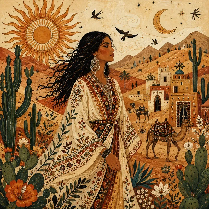 Bohemian Folk Art Illustration Generator