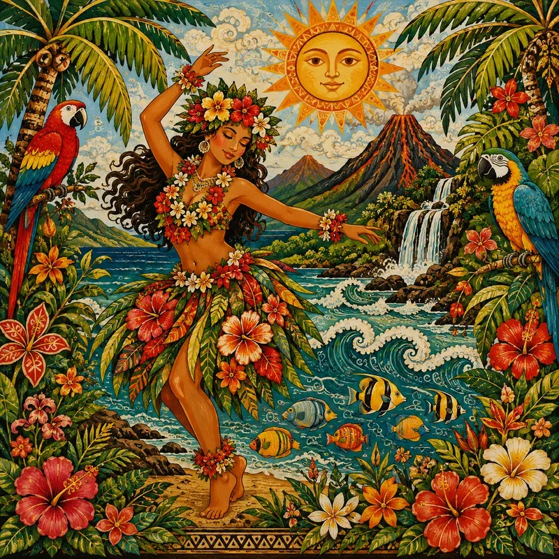 Bohemian Folk Art Illustration Generator