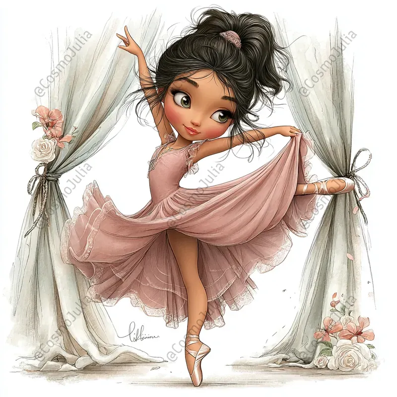 Graceful Ballerina Girl Clipart