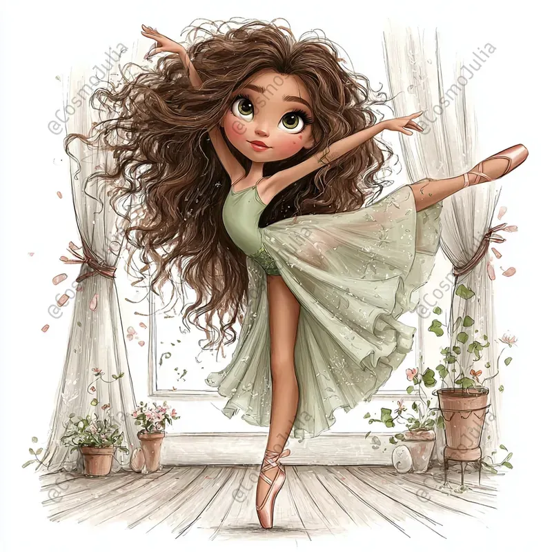 Graceful Ballerina Girl Clipart
