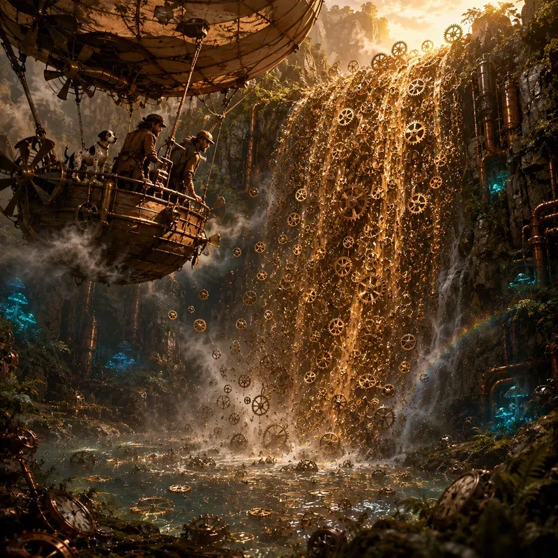 Surreal Gear Waterfall Landscapes