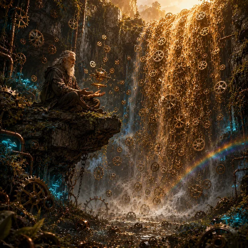 Surreal Gear Waterfall Landscapes
