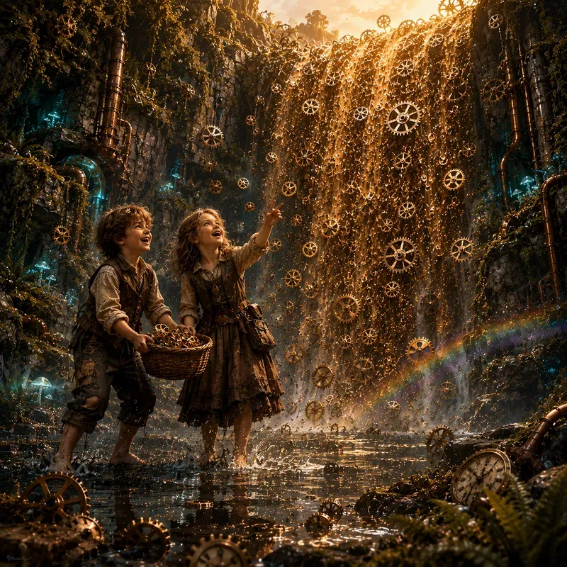 Surreal Gear Waterfall Landscapes