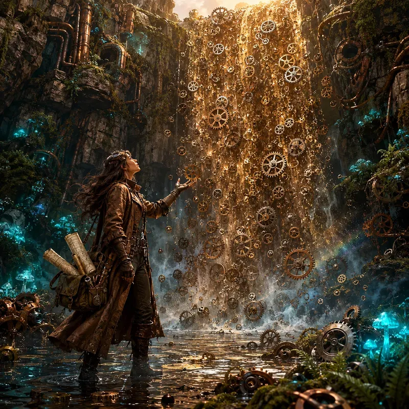 Surreal Gear Waterfall Landscapes