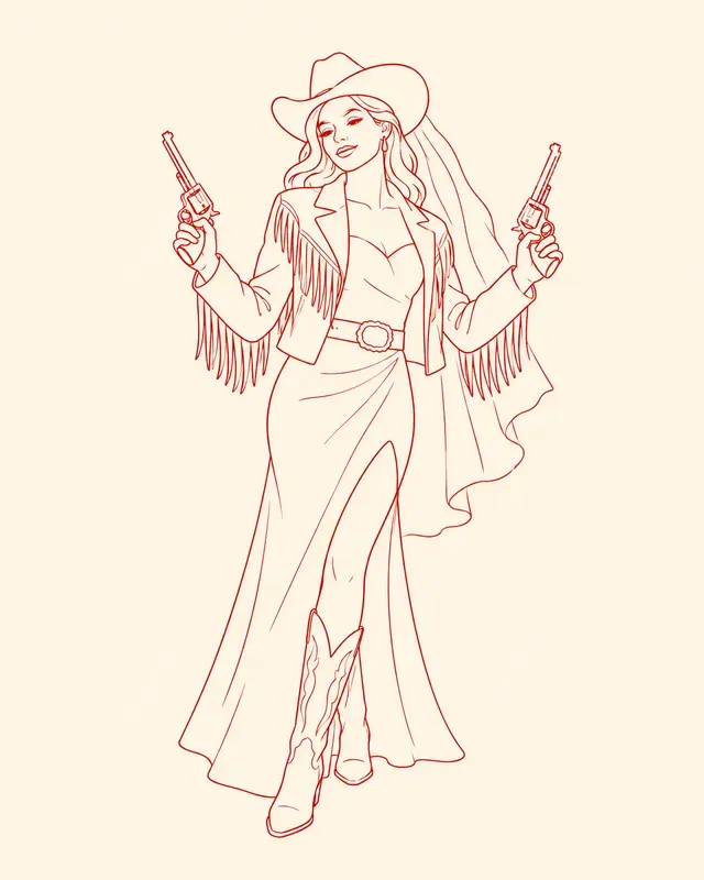 Western Cowgirl Bachelorette Cliparts