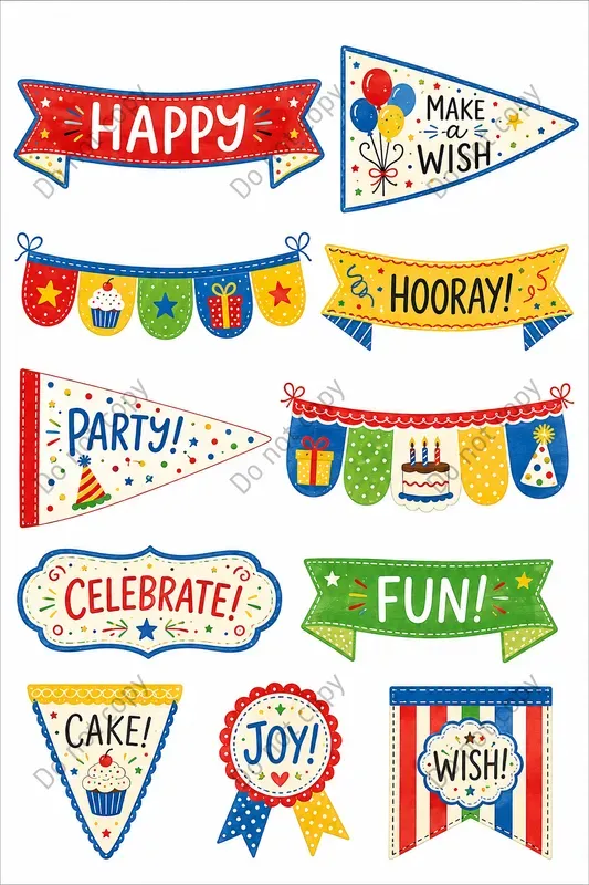Junk Journal Banner Bunting Sheets