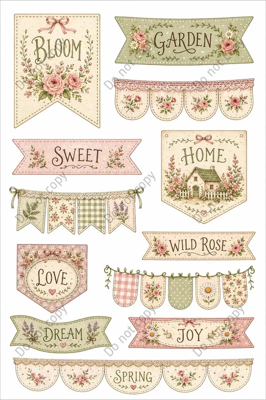 Junk Journal Banner Bunting Sheets