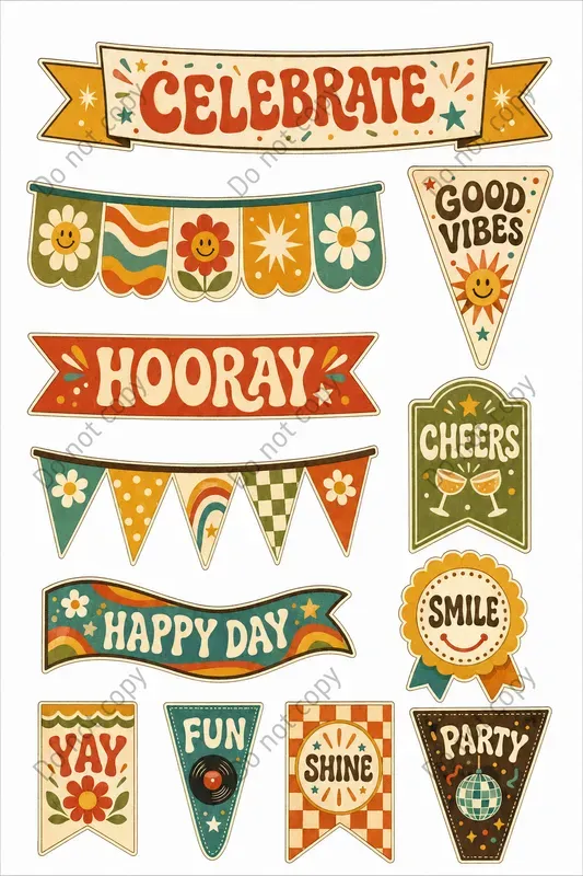Junk Journal Banner Bunting Sheets