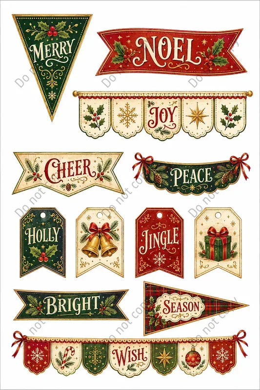 Junk Journal Banner Bunting Sheets