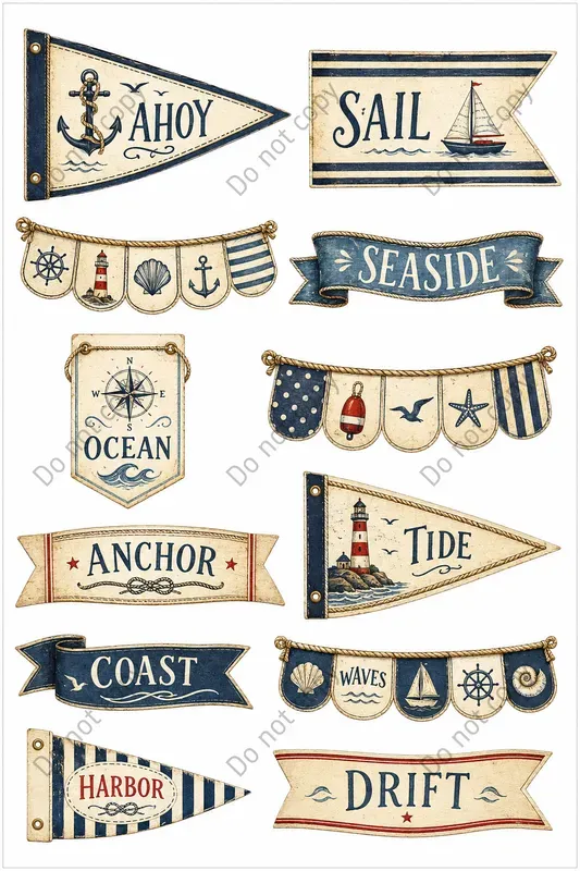 Junk Journal Banner Bunting Sheets