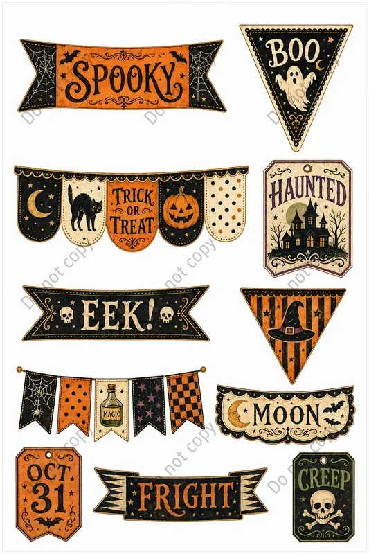 Junk Journal Banner Bunting Sheets