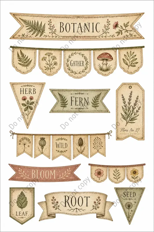 Junk Journal Banner Bunting Sheets