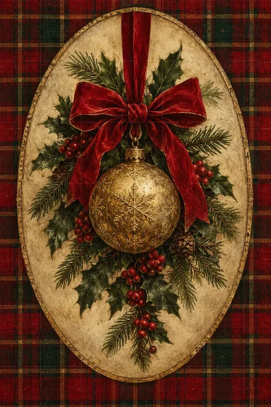 Victorian Tartan Christmas Wall Art