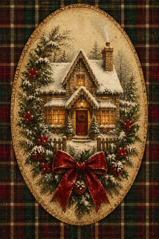 Victorian Tartan Christmas Wall Art