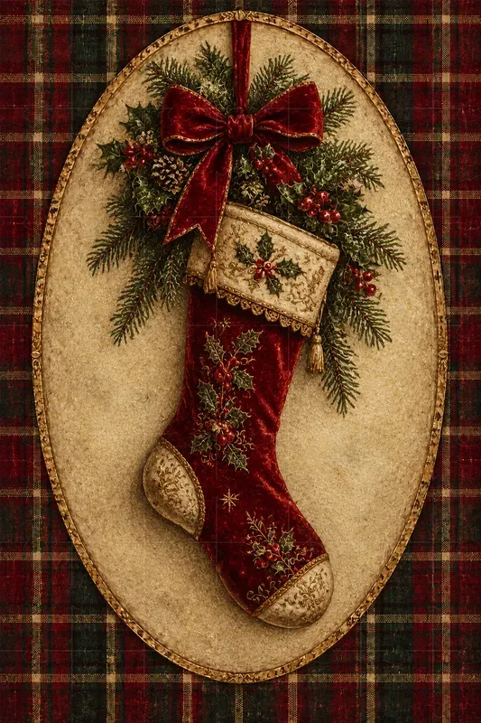 Victorian Tartan Christmas Wall Art