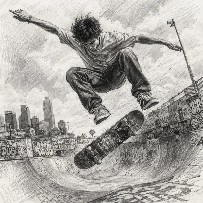 Dynamic Pencil Sports Action Sketches