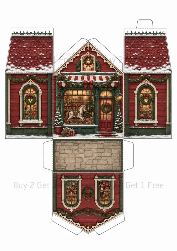 Printable 3D Papercraft House Templates