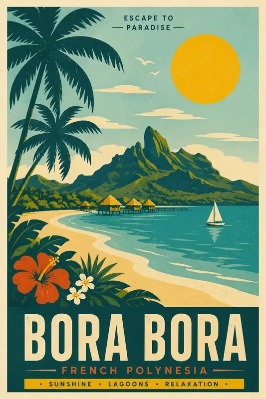 Retro Screen Print Travel Poster Designs