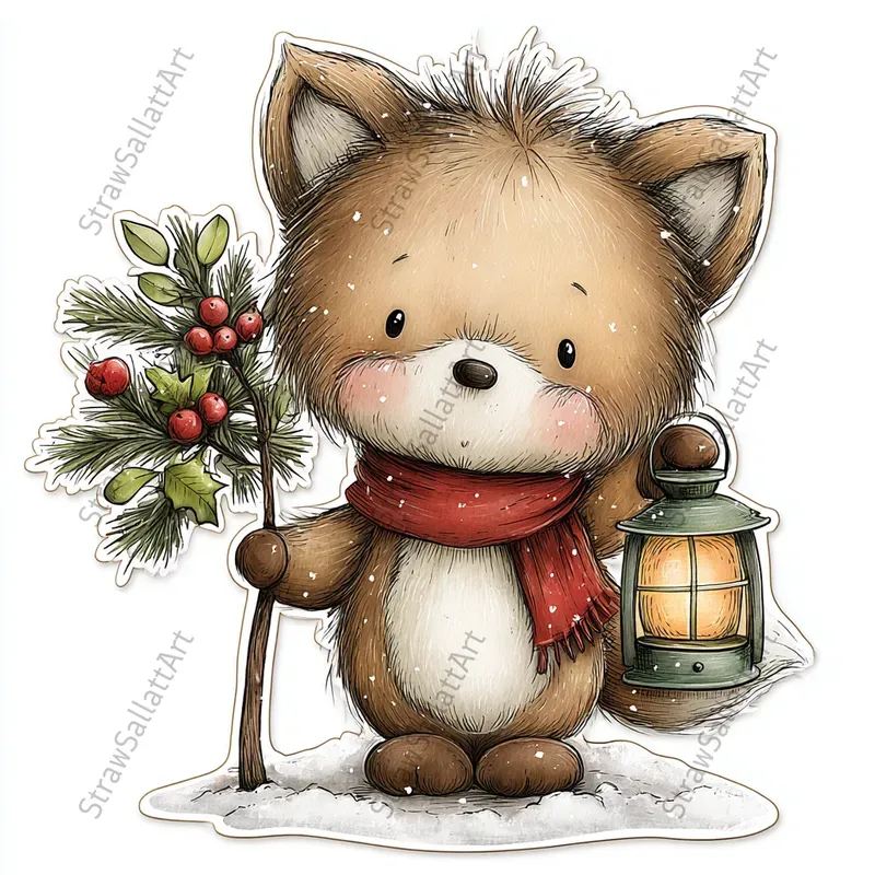 Cute Christmas Character Sticker Cliparts